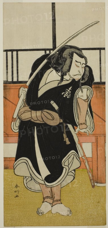 The Actor Nakamura Nakazo I as Aso no Matsuwaka (?) in the Play Iro Moyo Aoyagi...c. 1775.  Creator: Katsukawa Shunko.