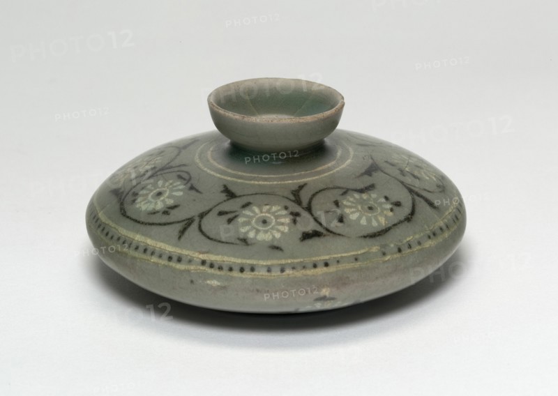 Oil Bottle with Chrysanthemum Flower Heads, Korea, Goryeo dynasty, late 12th/13th century. Creator: Unknown.