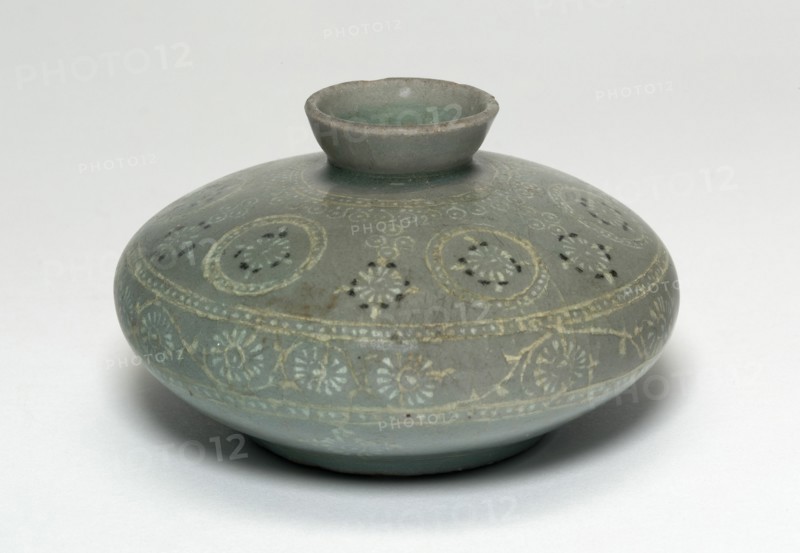 Oil Bottle with Chrysanthemum Flower Heads, Korea, Goryeo dynasty (918-1392), late 13th century. Creator: Unknown.