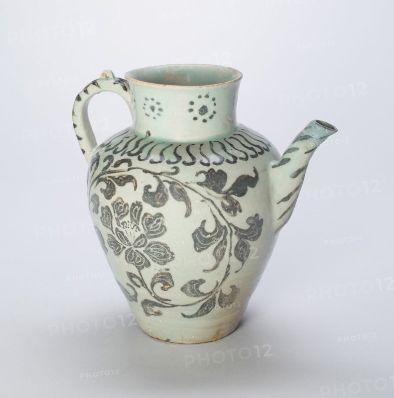 Ewer with Peonies and Scrolling Leaves, Korea, Goryeo dynasty (918-1392), early 12th century. Creator: Unknown.