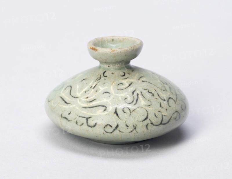 Oil bottle with Scrollwork, South Korea, Goryeo dynasty (918-1392), 12th/13th century. Creator: Unknown.