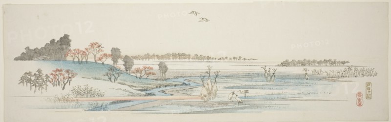 Yuhigaoka, from an untitled series of famous views of the Edo suburbs, c. 1839/40. Creator: Ando Hiroshige.