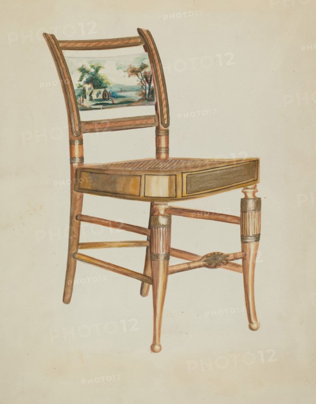 Chair - with Hudson River Scenes, 1935/1942. Creator: Ella Josephine Sterling.