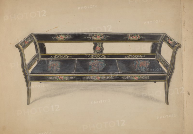 Black Painted Settee, c. 1936. Creator: Ella Josephine Sterling.
