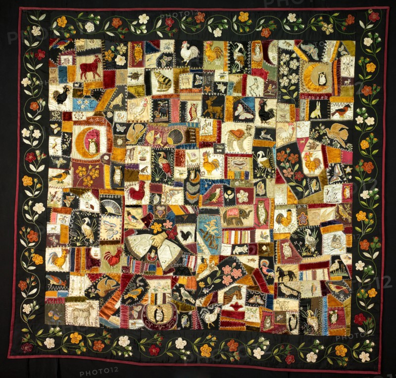Crazy Quilt with Animals, New York, 1886.