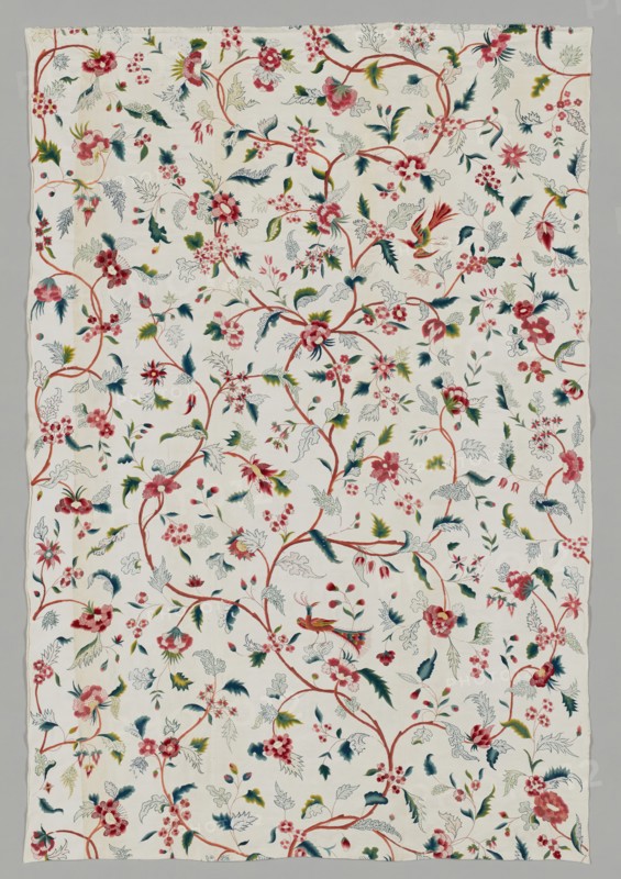Crewel Work Curtain, England, early 18th century.