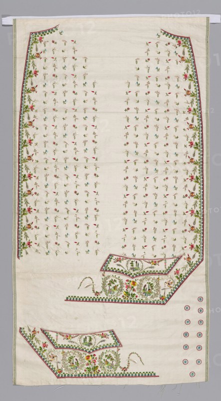 Embroidered Fabric for a Waistcoat Front, France, 1780s.