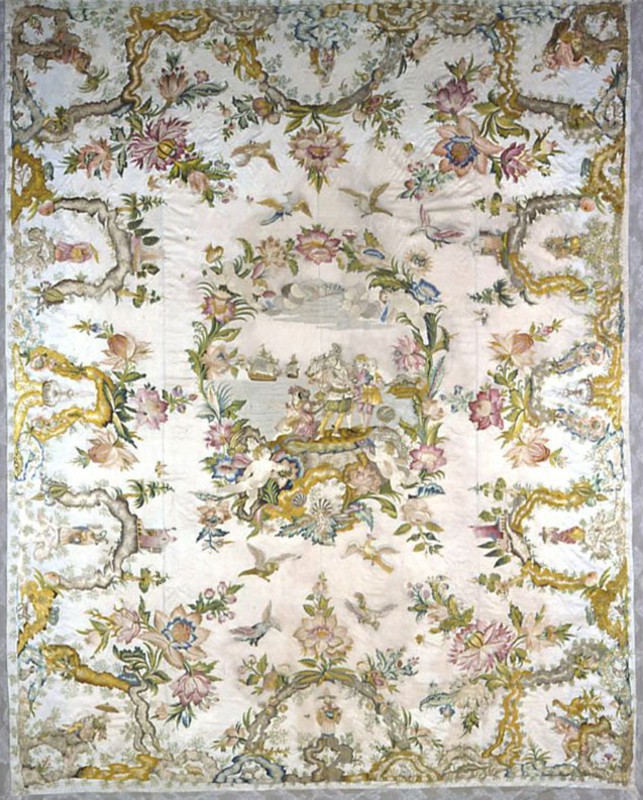 Bedcover Showing the Landing of Columbus, Italy, 1750/1800.