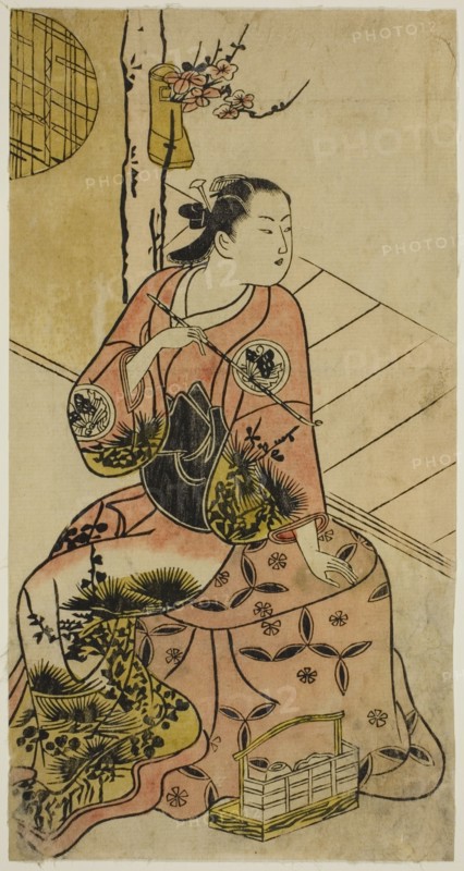 The Actor Sanjo Kantaro holding a pipe, c. 1720.