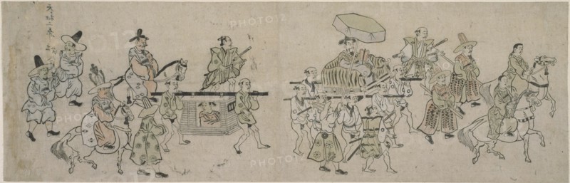 Korean Embassy Parade, 1682. Attributed to Hishikawa Moronobu.