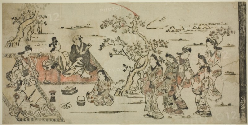 Flower Viewing, 1711 (reprint of 17th century work). Attributed to Hishikawa Moronobu.