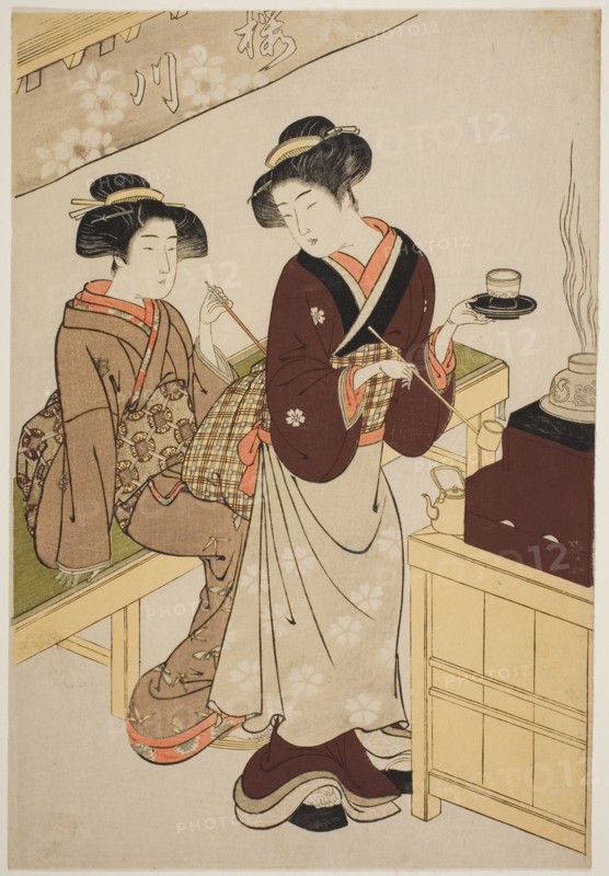 The Sakuragawa Teahouse, c. 1777. Attributed to Kitao Shigemasa.