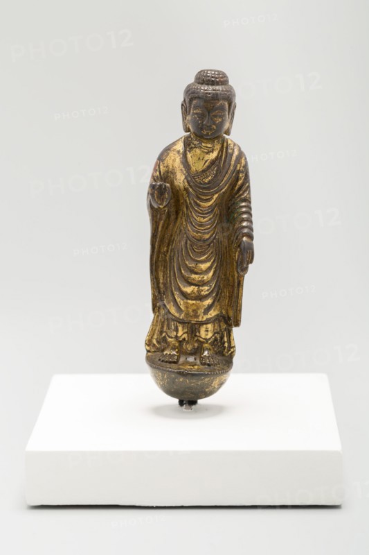 Buddha, Standing with Hand in Gesture of Reassurance (Abhaymudra), Tang dynasty, 618-907, 7th/8th century.