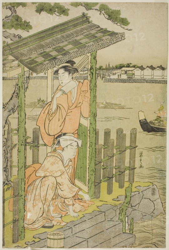 Gathering at a Teahouse on the Bank of the Sumida River, c. 1788/90.