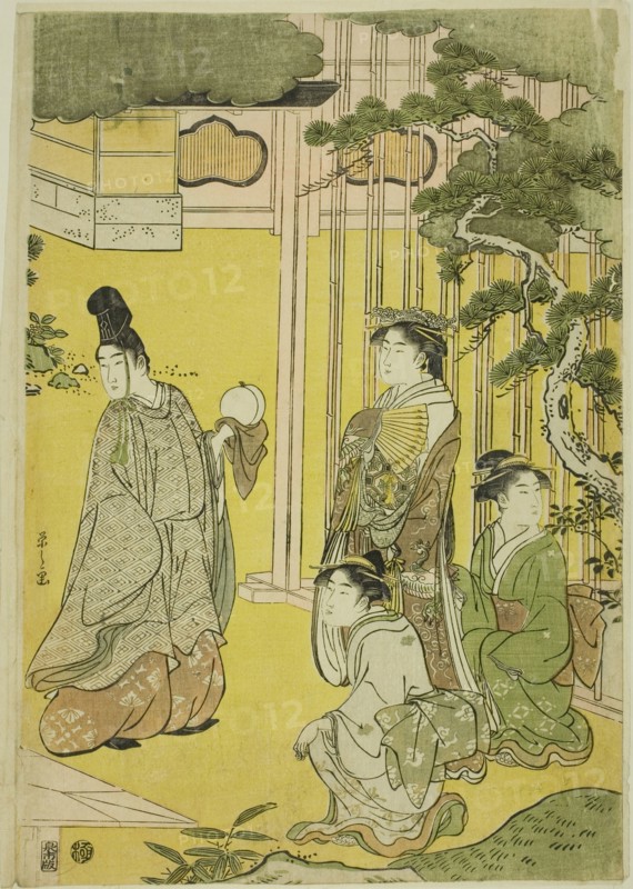 Wakana, Part 1 (Wakana, jo), from the series "A Fashionable Parody of the Tale of Genji (Furyu yatsushi Genji)", c. 1789/94.