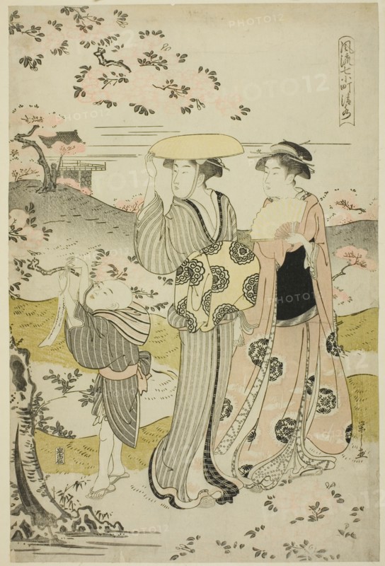 Ono no Komachi Visiting Kiyomizu Temple, from the series The Fashionable Seven Komachi (Furyu nana Komachi), Edo period (1615-1868), about 1788.