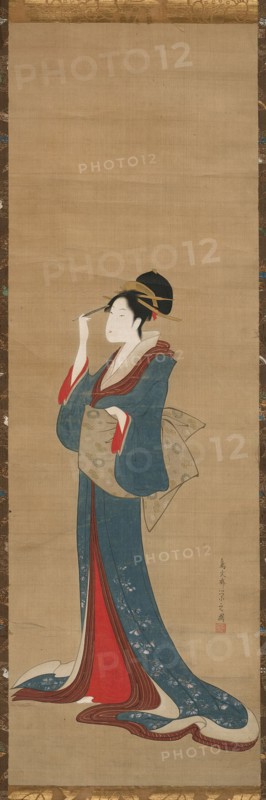 Beauty Replacing Her Hairpin, Edo period, 1798.
