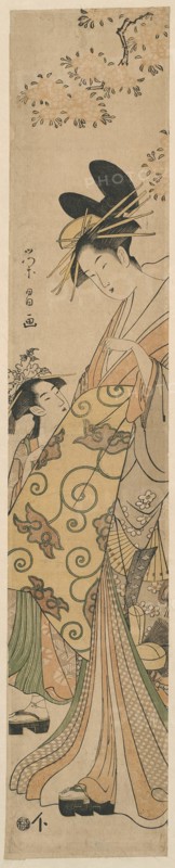 Courtesan and her Attendant under Cherry Tree, c. 1780/1800.