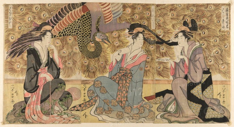 A parody of courtesans on display at the Ogiya (Ogiya mise yatsushi), c. 1795.