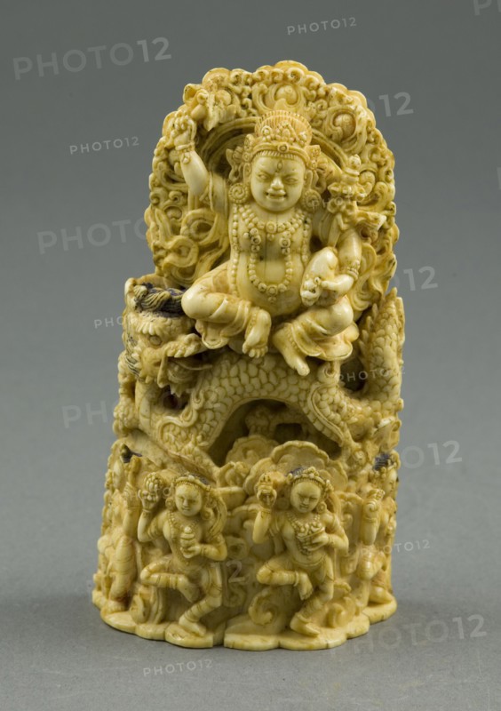 Jambhala, the God of Wealth, Seated on a Dragon, 15th century.