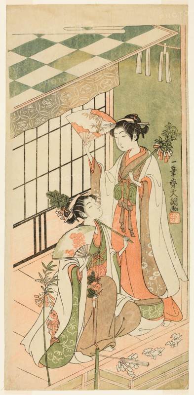 The Shrine Dancers (Miko) Ohatsu and Onami, 1769.
