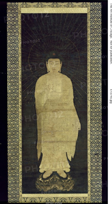 The Buddha Amida, from the triptych Approach of the Amida Trinity, Kamakura Period; mid-13th century.