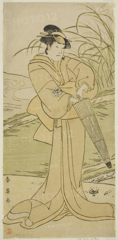 The Actor Yamashita Kinsaku II as Okaya in the Play Yomogi Fuku Noki no Tamamizu, Performed at the Kiri Theater in the Fifth Month, 1795, c. 1795.