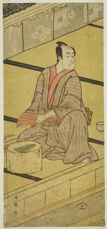 The Actor Ichikawa Monnosuke II as Daidoji Tabatanosuke in the Play Mukashi Mukashi Tejiro no Saru, Performed at the Ichimura Theater in the Eighth Month, 1792, c. 1792.