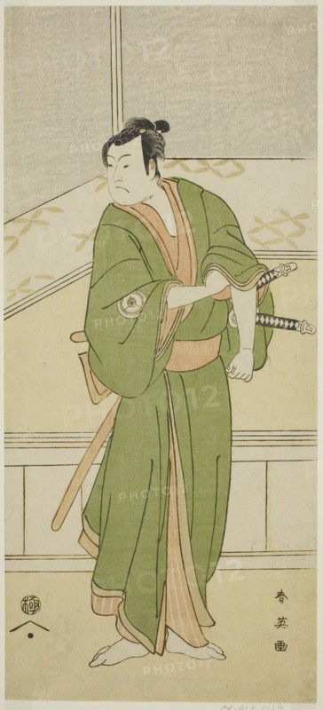 The Actor Iwai Hanshiro IV as Shirai Gompachi in the Play Gozen-gakari Sumo Soga, Performed at the Kawarazaki Theater in the Second Month, 1793, c. 1793.
