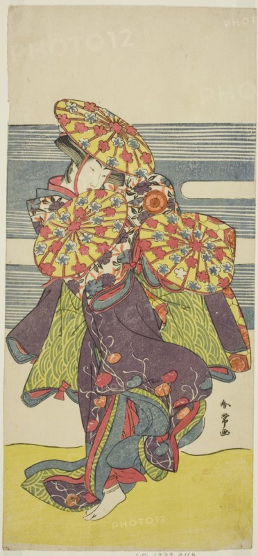The Actor Iwai Hanshiro IV in the Hanagasa Dance in the Play Iromi-gusa Shiki no Somewake, Performed at the Nakamura Theater in the Ninth Month, 1781, c. 1781.