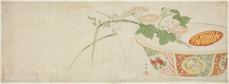 Plants, Porcelain Bowl, and Glass Goblet, Japan, c. 1789.