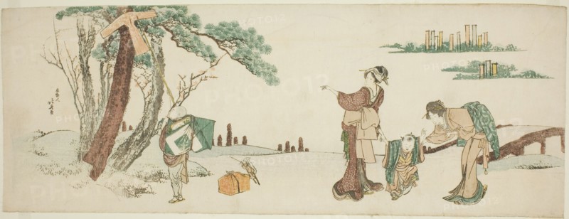 Boy releasing a kite, Japan, c. 1800/10.
