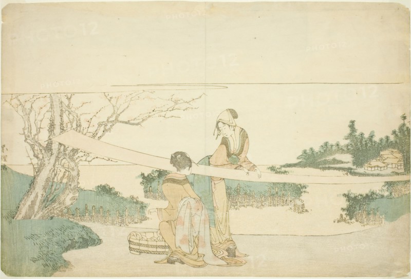 Two women stretching cloth, Japan, c. 1797/98.