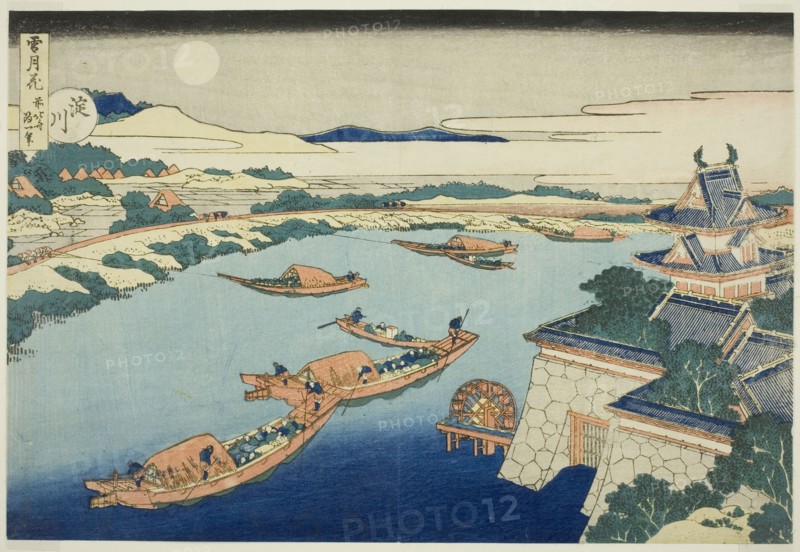 Moonlight on the Yodo River (Yodogawa), from the series "Snow, Moon and Flowers (Setsugekka)", Japan, c. 1833.