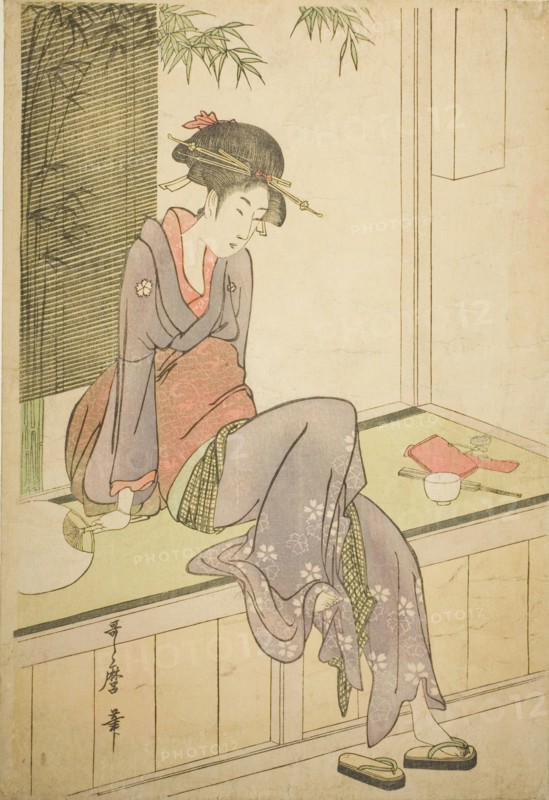 Woman Sitting on Veranda, Japan, c. 1798.