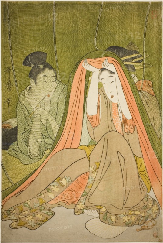 Emerging from a Mosquito Net, Japan, c. 1797/1800.