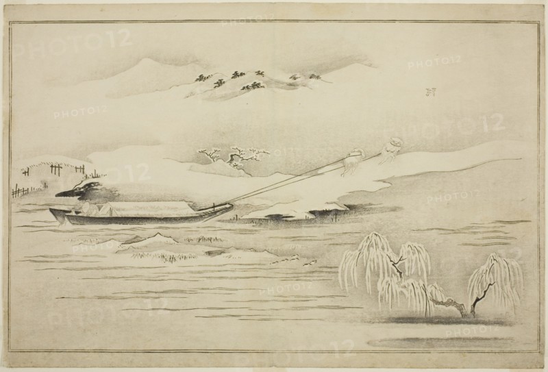 Towing a Barge in the Snow, from the album The Silver World, Japan, 1790.