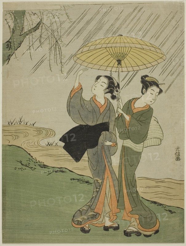 Two Young Girls in a Rain Shower, Japan, c. 1764/72.