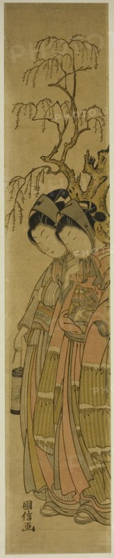 Couple Walking under Willow Tree, Japan, c. 1770/75.