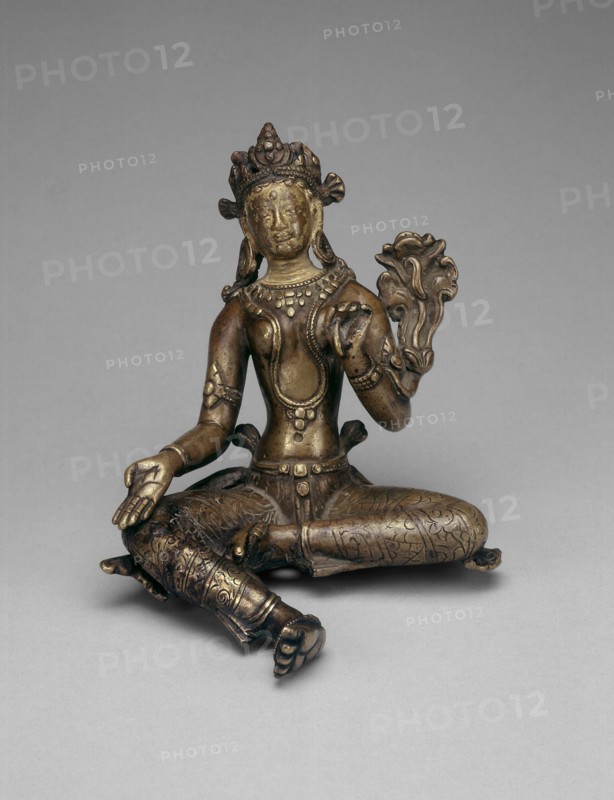 Goddess Green Tara Seated with Hand in Gesture of Gift Giving (Varadamudra), 16th century.