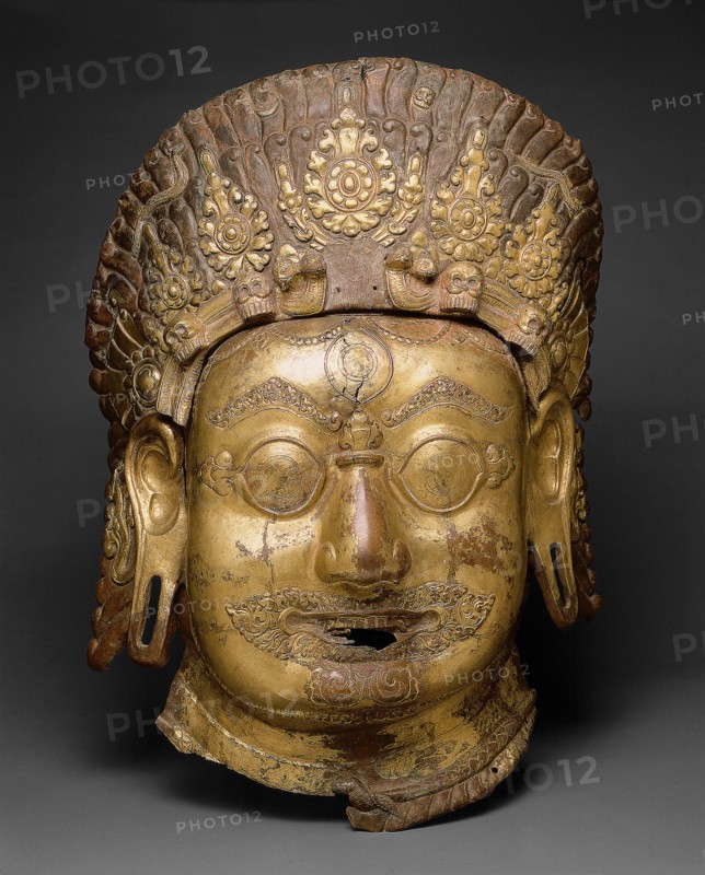 Head of Bhairava, A Horrific Form of God Shiva, Malla period, 16th/17th century. A manifestation of Shiva, associated with annihilation.
