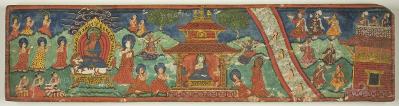 One of a Pair of Magical Charms (Dharani) Manuscript Covers, 18th century.