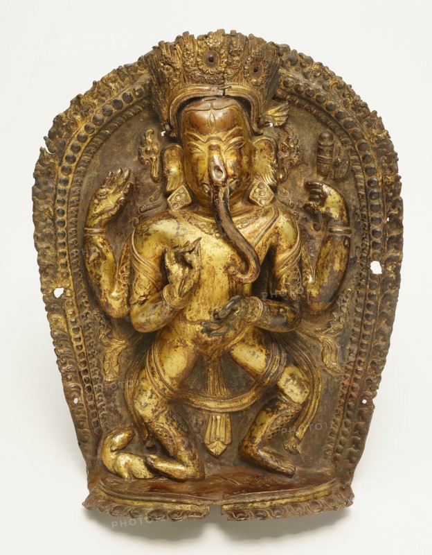Four-Armed Dancing God Ganesha with His Rat Mount, 16th/17th century.
