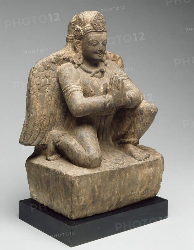 God Vishnu's Mount, Garuda, Kneeling with Hands in Gesture of Adoration (Anjalimudra), 14th century.