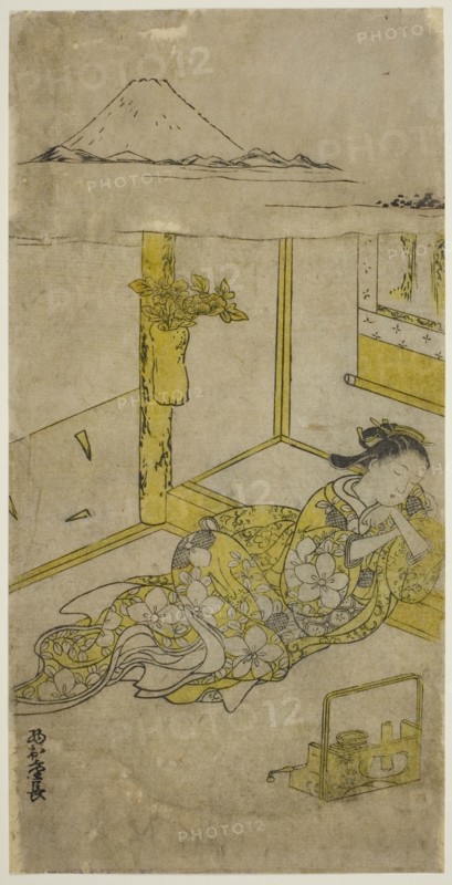 Sleeping Young Woman with Mt. Fuji Above, c. 1740s.