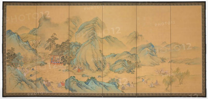 The Gathering at the Orchid Pavilion (front); Geese among Reeds (back), 1900.
