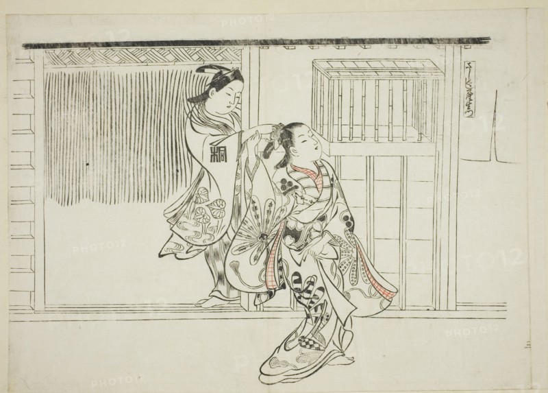 Comb Rashomon (Sashigushi Rashomon), no. 3 from a series of 12 prints depicting parodies of plays, c. 1716-35.