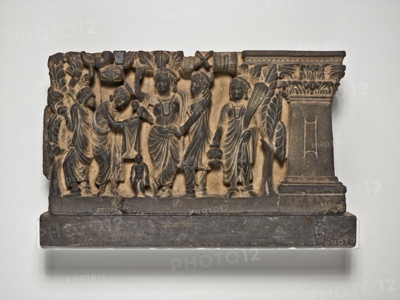 The Birth and the First Seven Steps of the Buddha, Kushan period, about 2nd/3rd century. Khyber Pakhtunkhwa Province, Swat Valley (modern Pakistan).