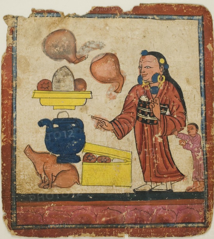 Presentation of Offerings, from a Set of Initiation Cards (Tsakali), 14th/15th century.