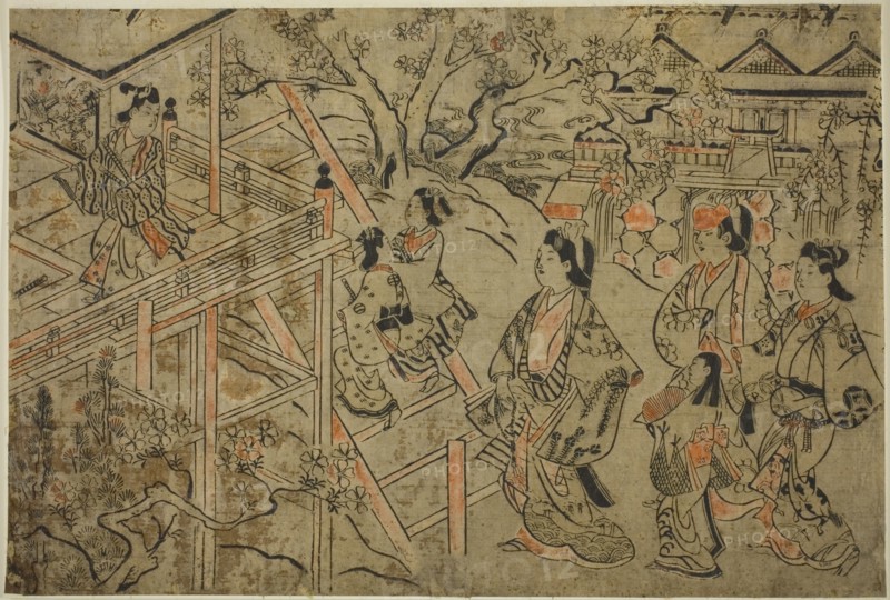 Visiting Kiyomizu Temple, c. 1684/98.